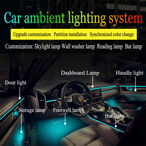 64 Color Ambient Light For Car Interior RGB Bluetooth App Control 12V
