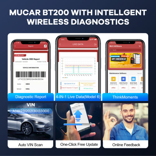 MUCAR BT200 Pro Bluetooth Diagnostic OBD2 Scanner for All Cars 4