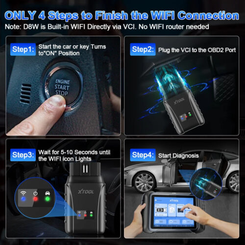 XTOOL D8W WIFI OBD2 Scanner mileage Correction ECU Coding Key Programming 38 Resets CAN FD DOIP